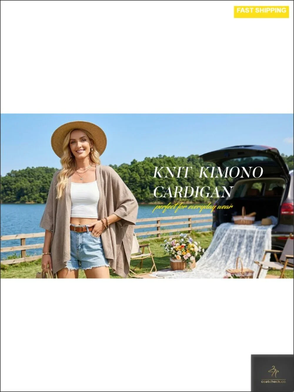 Knit Poncho Shawl Wrap Cardigan - Open Front Batwing Sleeve Cape - Summer Fall